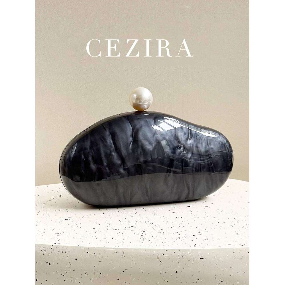 Pearl Decoration Women's Acrylic Clutch Modern Elegant Novelty Shaped Evening Bag Chain Purse Dinner Party Handbag Travel