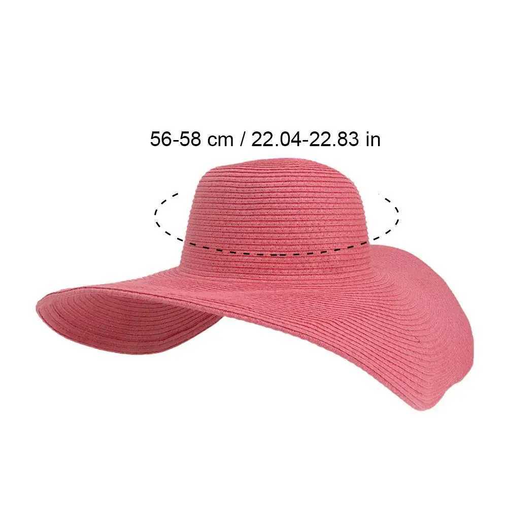 Korean Style Solid Color Wide Brim Sun Hat Womens Beach Straw Hat Foldable Spring Summer UV Protection Fashion Sunshade W250602