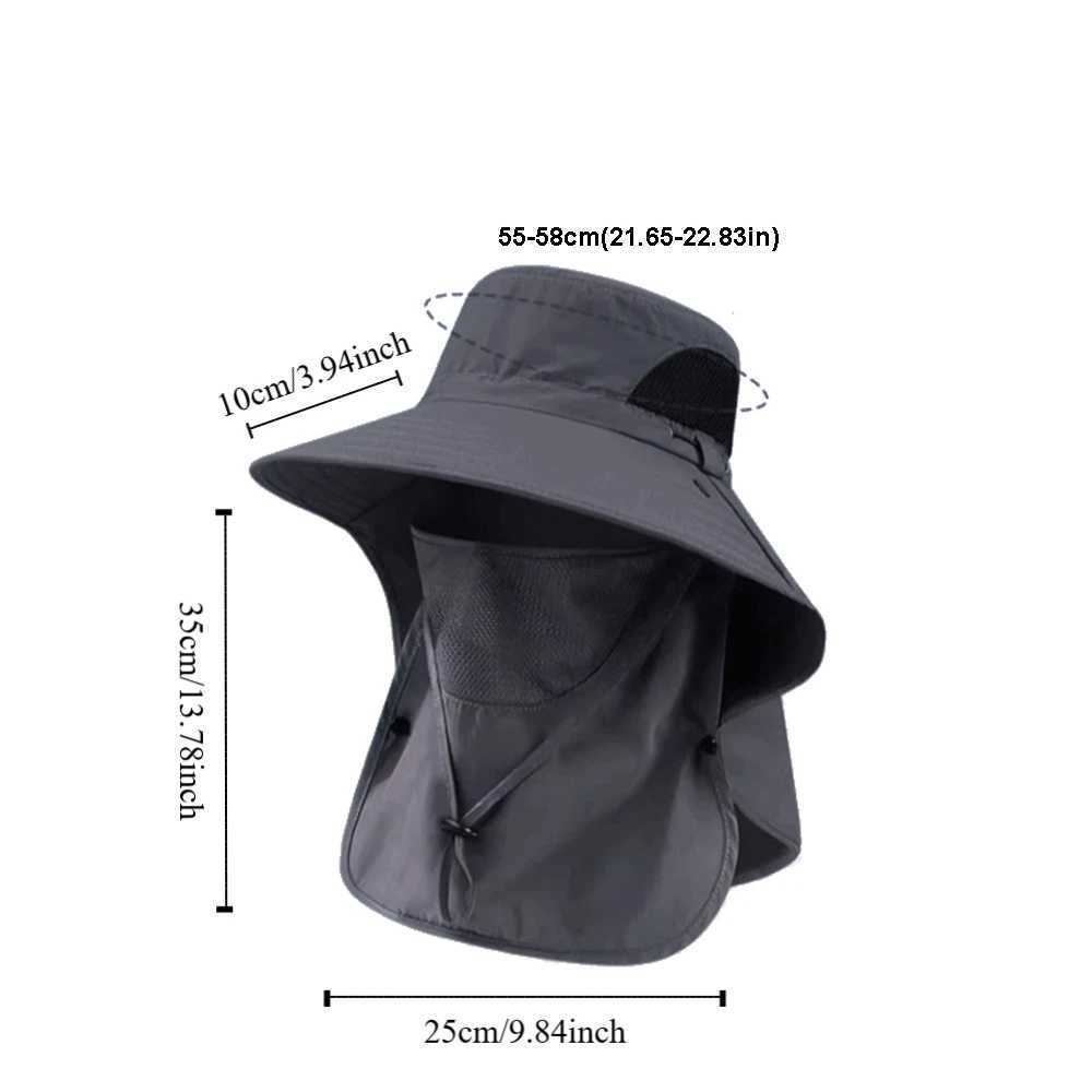 Neckline Mask Man Sun Hat Face Mask Wide Brim Sun-cream Bucket Hat Garden Work Hat Sun Protection Outdoor Fishing Cap Summer W250602