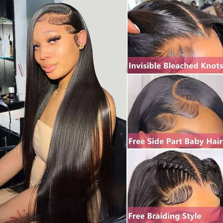 250Densit Bone Straight 13x6 360 Full HD Transparent Wigs Brazilian 13x4 Lace Front Human Hair Wig For Women