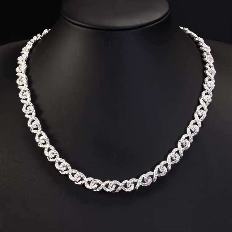 Cuban Link Chain Fashion Design GRA VVS Moissanite Round Cut Diamond Necklace Bracelet Hiphop Fine Jewelry