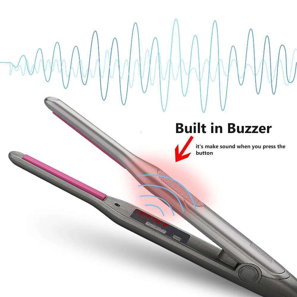 Mini Straightener Comb Pencil Curler two in one Ceramic Thinnest Narrow Flat Iron with LED Display for Short Hair