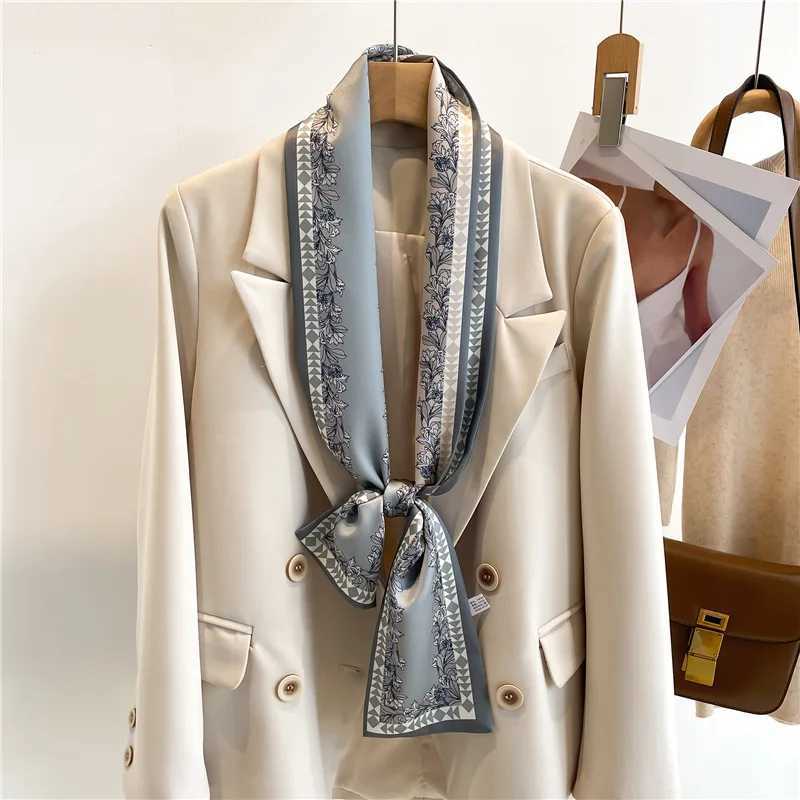 2024 New 145X12cm Long Ribbon Tie Neck Bag Decorative Women High Quality Luxury Brand Silk Scarf Headband Female Hair Band Hijab W250602