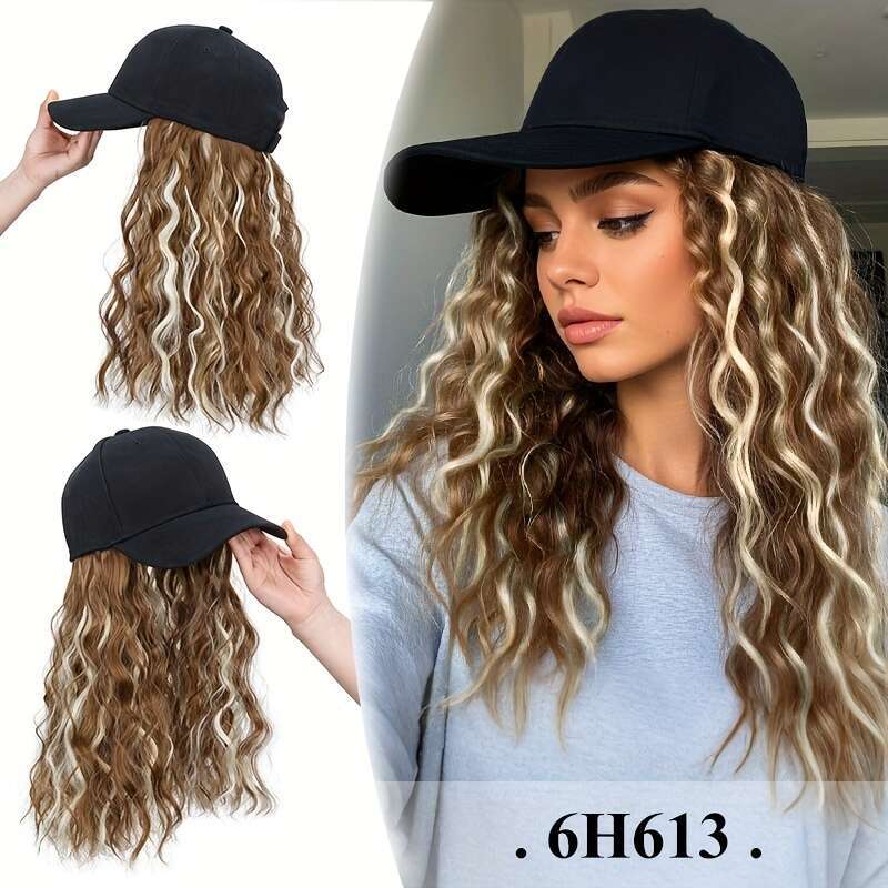 Women's Black Synthetic, Long Wavy Hair Extensions, Heat Resistant Fiber, Daily Wear, Cosplay and Wedding, Cap