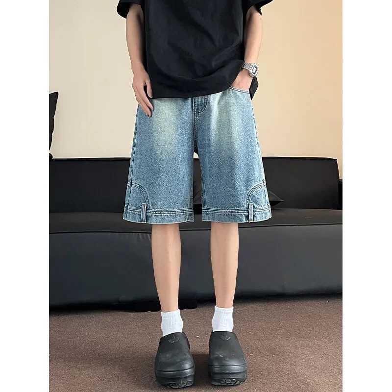 2025 Men Denim Shorts Blue Washed Denim Shorts Casual Distressed Design Summer Streetwear Fashion Comfort Fit T250603