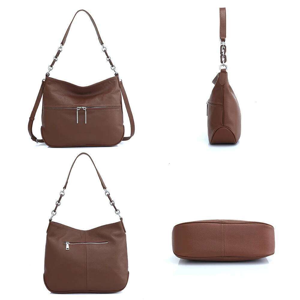 Zency Soft Cowhide Leather Winter Women's Shoulder Bag Casual Commuter High Capacity Female Crossbody Handbag Vintage Shopper