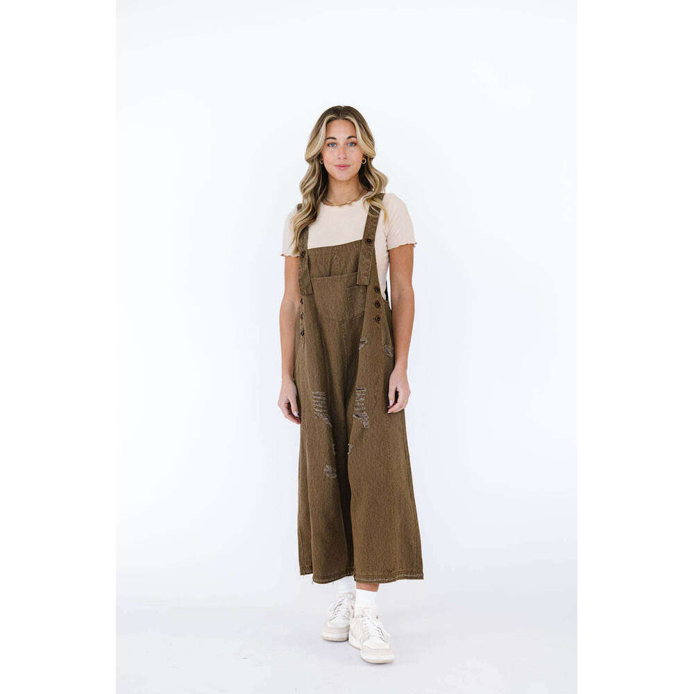 Fashion Vintage Distressed Loose Wide-Leg Comfortable Casual Strap Denim Overalls For Women B5