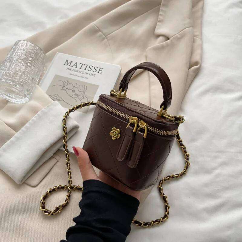 Shoulder Bucket For Women Classic Mini Clutches Female Small Square Bag Crossbody Metal Chain Handbag
