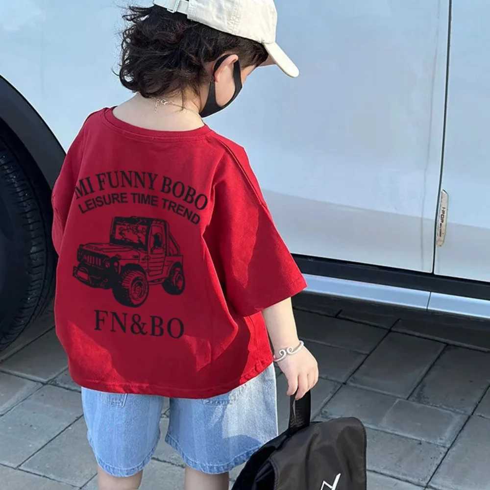 Korean pure cotton childrens short-sleeved T-shirt in summer new loose babys daily cute outfit fresh and cute T250603