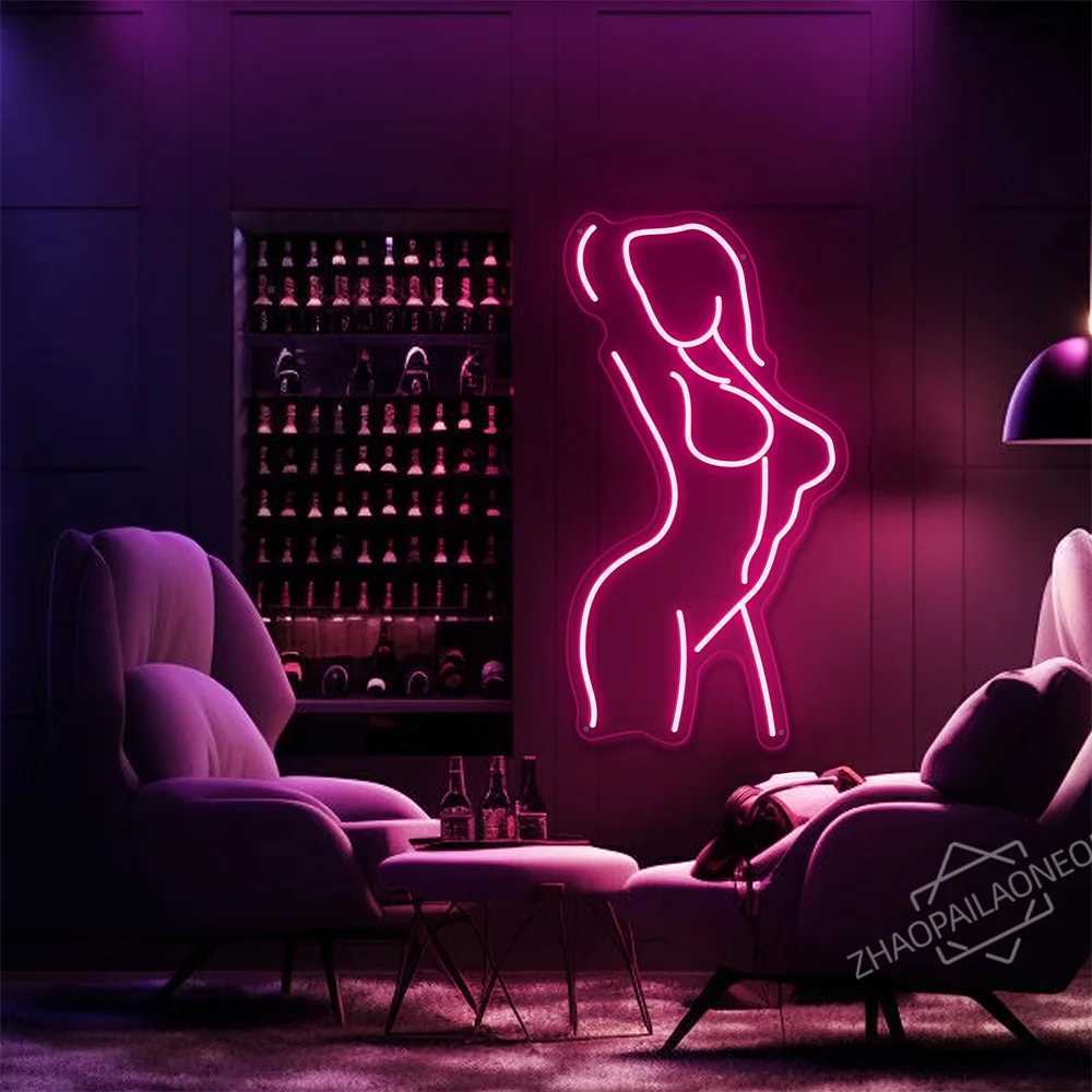 Girl Women Body Pink LED Neon Light Sign for Wall Decor USB Powered for Bedroom Living Bar Club Decorations Game Room Party Gift XJ250602