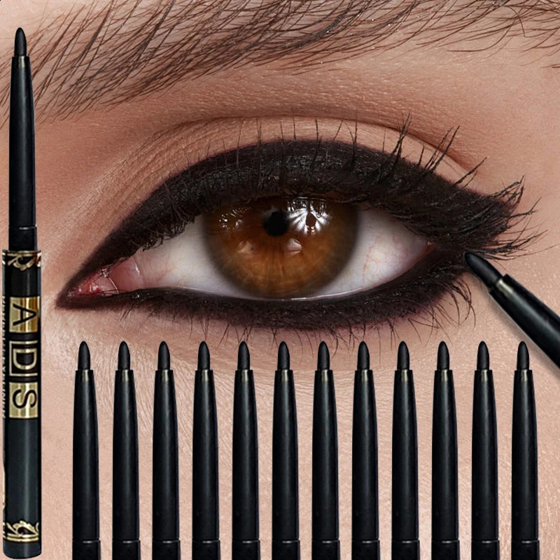12512pcs Waterproof SweatProof Black Eyeliner Pencil Eye Liner Gel Pen LongLasting Antismudging for Bold Makeup 250526