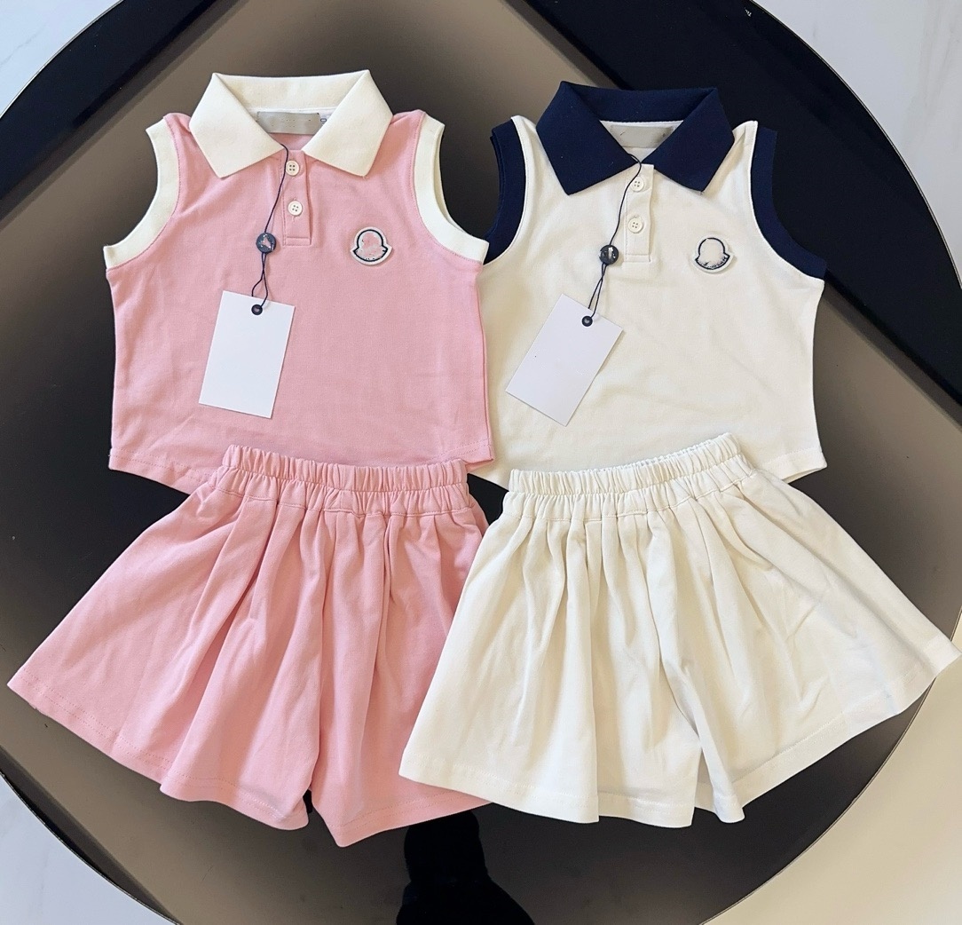 Summer set for the designer girl: Pure cotton T-shirt and shorts , high-quality children's casual wear, two-piece set for toddlers and girls size 90cm-140cm A1