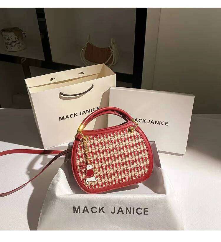 Autumn High Quality Red Color Fashion Fabric Square Women's Handbag Lady Purse Female Shoulder Messenger Wedding Bag
