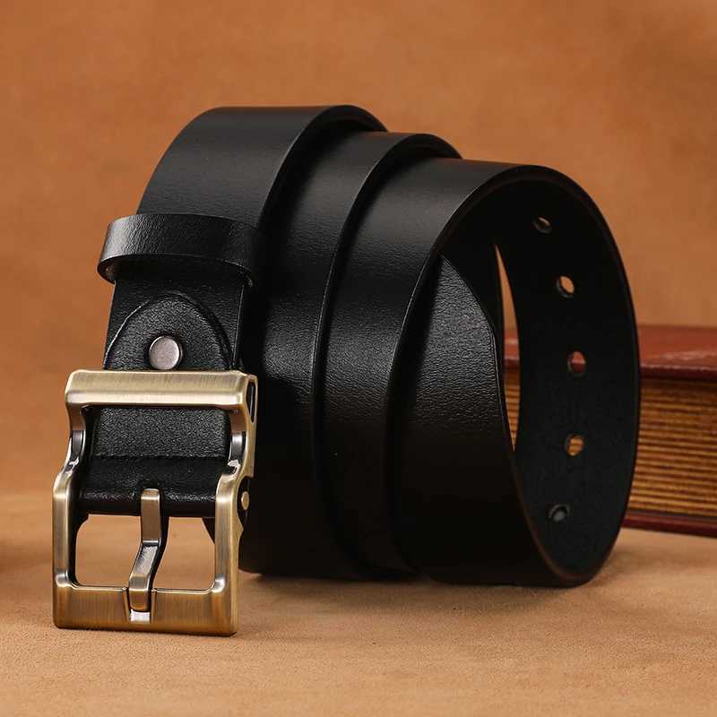 3.8cm Wide Mens Belt 110cm 120cm 130cm High-Quality Leather Belt Mens Retro Pure Cowhide Alloy Pin Buckle Jeans Mens BeltXJ250602