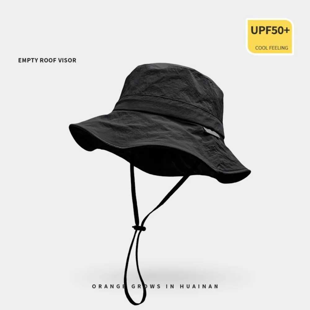 New Trendy Bucket Hat Anti-Sun Adjustable Sunscreen Hat Anti-UV Breathable Beach Hat Summer W250602