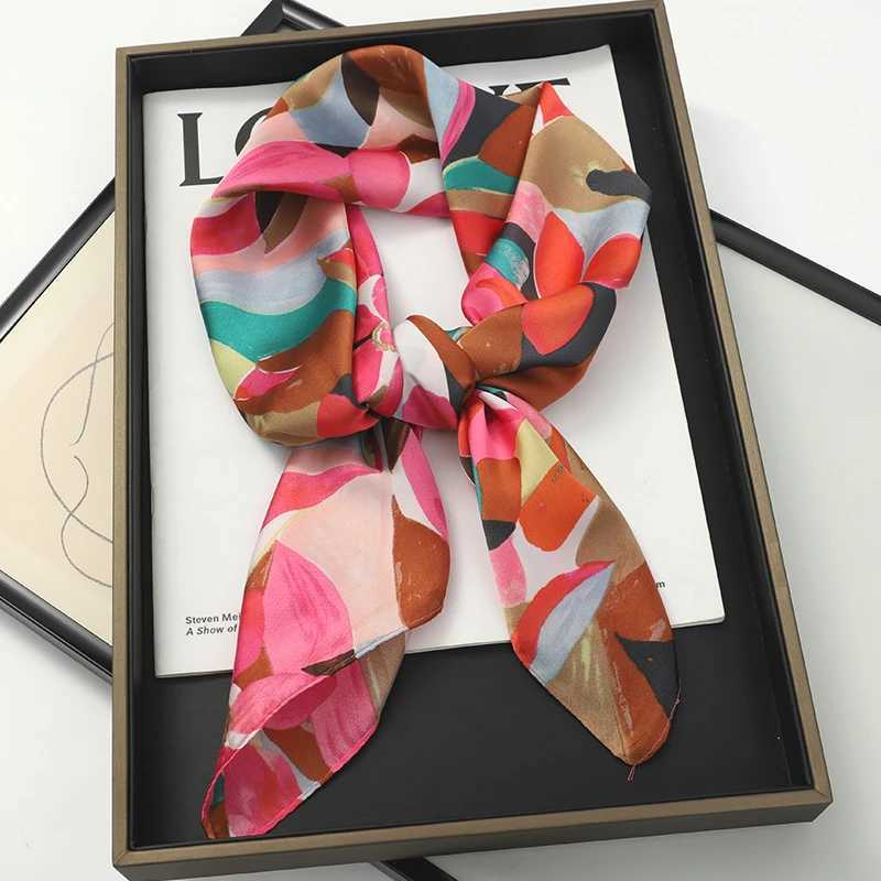 2024 Luxury Square Silk Scarf for Women Hijab Hair Bands Neckerchief Female Satin Shawl Ribbon Headband Fashion Wraps Bandana W250602