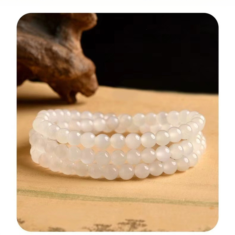 Natural jade, Hetian jade, white fat jade multi-loop bracelet,Nephrite Jade,wuxing implied meaning Nourishing Virtue,Vital Pathways