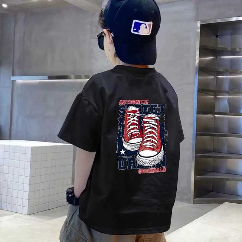2023 Summer Kids Clothes Streetwear Print Cartoon T Shirt 100% Cotton Tops Tees Children Short Sleeve T Shirts Boys Girls Clothes T250603