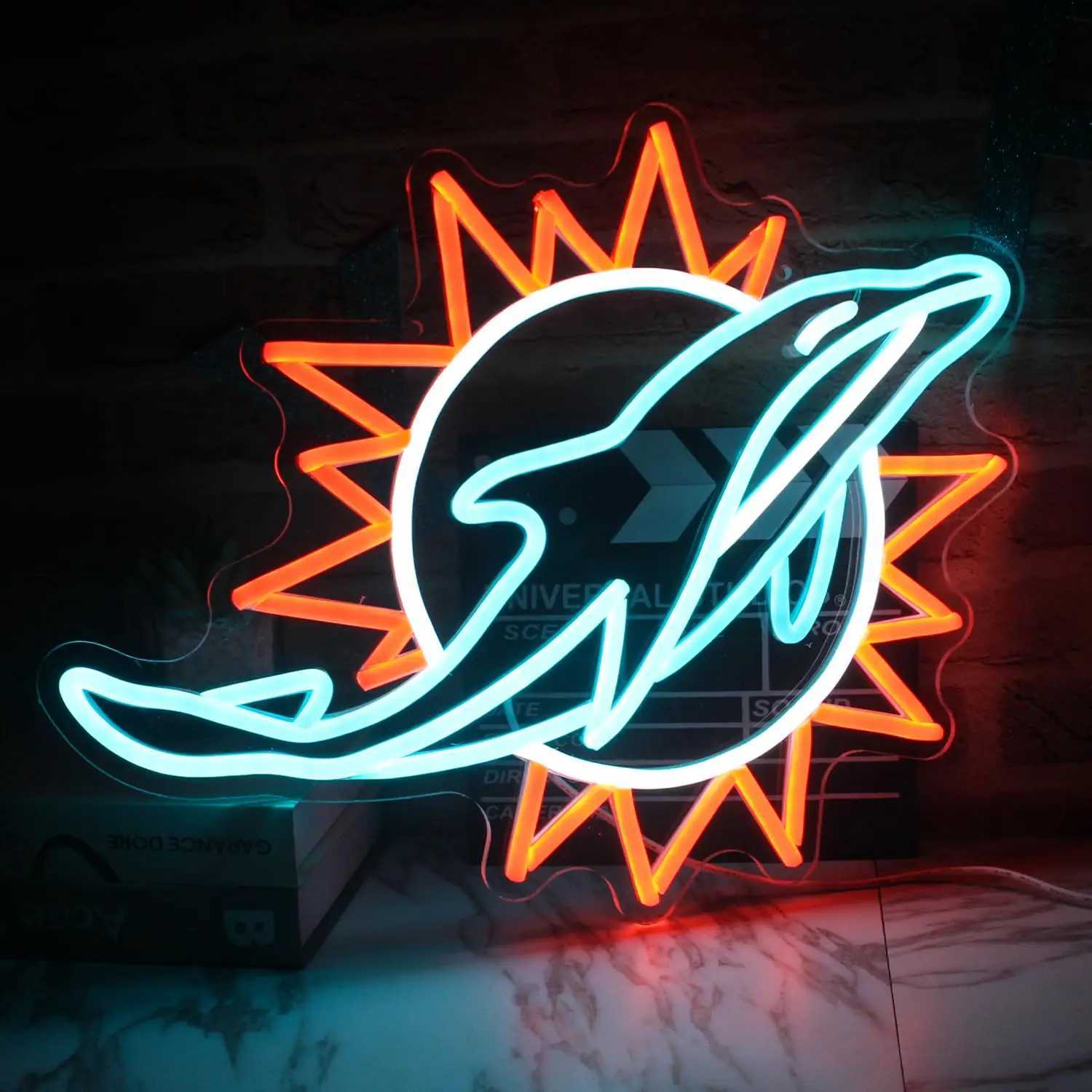 Dolphins Neon Light Dolphin Decorative Signs Larger Hanging Neon Light Room Sport Bar Club Wall Decor Gifts For Boys Teens XJ250602