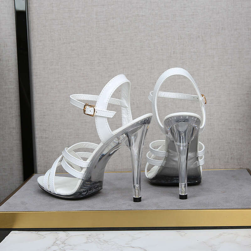 Super High Heels 35-43 Cross Strap Super High Heels 11Cm Nightclub Transparent Sandals Sexy Plus Size Shoes Platform High Heels