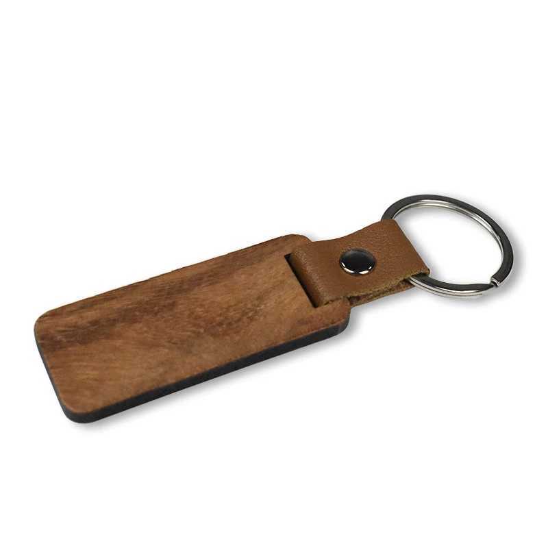 10-100Pcs DIY Souvenir Keyring Leather Sublimation Blank Wooden Key Chains Keyring XJ250602