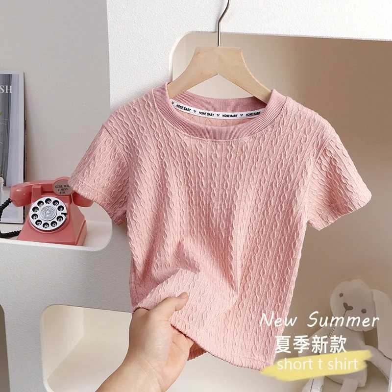 2-6Year Children Girls T-shirt Cotton Summer Solid Fashion Hollow Out Short Sleeve Baby Girls Tees Kids Casual Clothing T250603