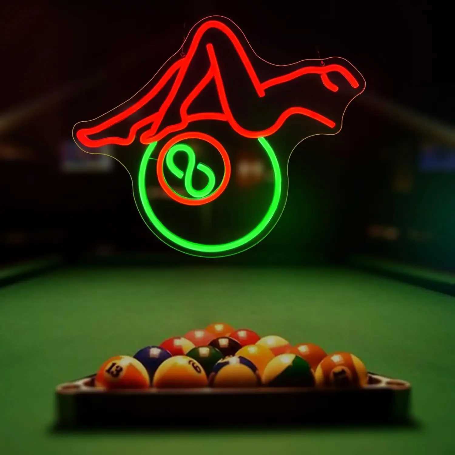 Billiards Lady Neon Sign LED Neon Lights Sign Wall Decor Preppy Girls Room Decor USB Powered Night Light Adjustable BrightnessXJ250602