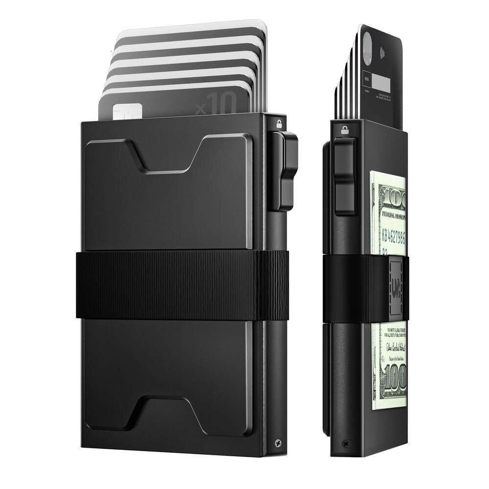 Ultra-thin Holder, Anti-theft Minimalist Men's Wallet with Cash Strap and Expandable Back Panel Card Slot