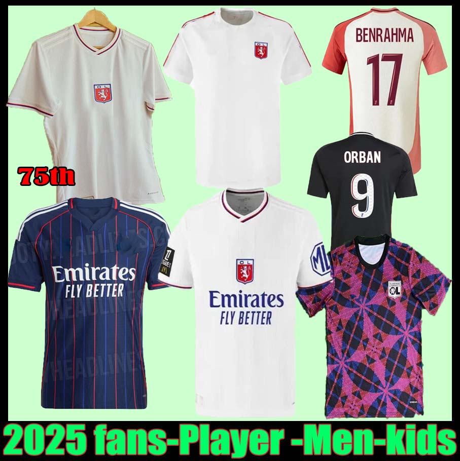 3xl 4xl 24 25 Maillot de foot DEMBELE Soccer JerseyS Special Lyon 2025 75-Year Anniversary Kit Lyonnais CAQUERET OL AOUAR TRAORE football shirt men kids kit
