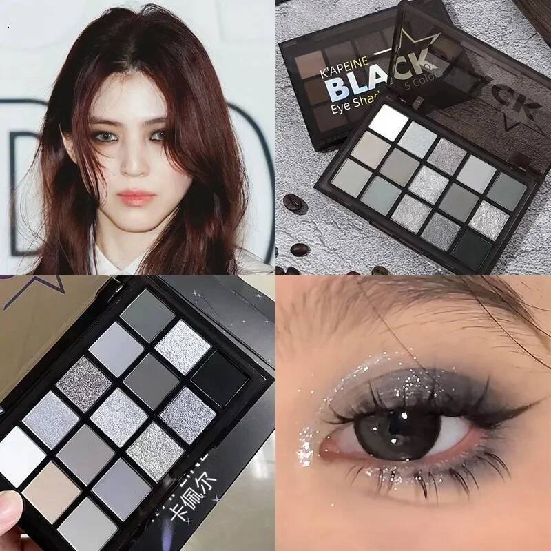 15 Colors Night Smoky Makeup Eyeshadow Long Lasting Matte Pearlescent Grey Black Dark Eye Shadow Cosmetics