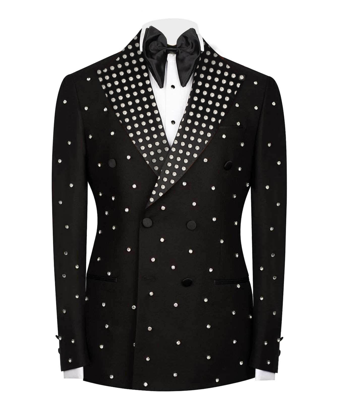 Handsome Beading Men Wedding Tuxedos Peaked Lapel Tailored Pants Suits Birthday Party Prom Groom Wear 2 Pieces