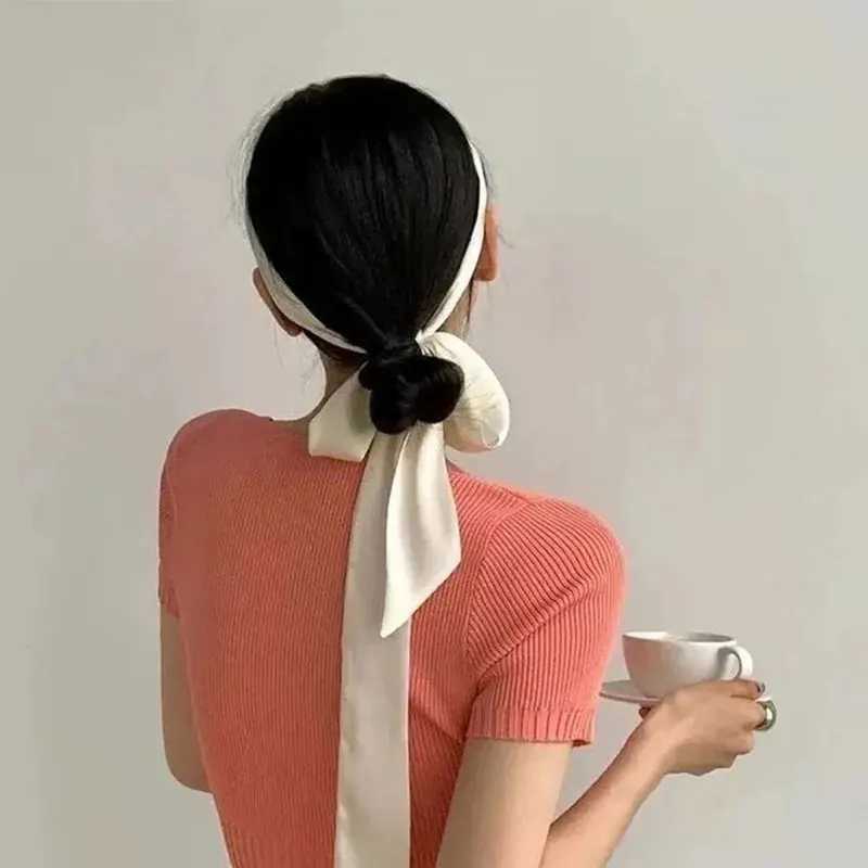 5x200cm Satin Silk Narrow Scarf Neckerchief Solid Neck Scarves Long Silk Thin Scarf Head Neck Hair Band Bag Ribbon Headbands DIY W250602