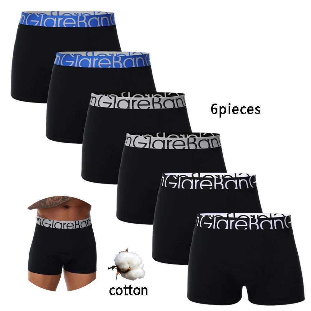 6pcs pack Black Cotton Boxer Shorts Men Underwear Soft Male Underpants for Men Homme comfortable Boxershorts Slips Panties W250603