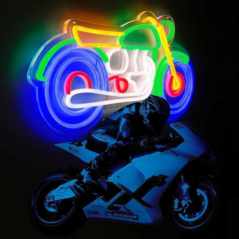 LED Neon Sign Motorbike Neon Light with Dimmable Switch Gaming Motorcycle Neon Sign for Kids Game Room Halloween Decor XJ250602