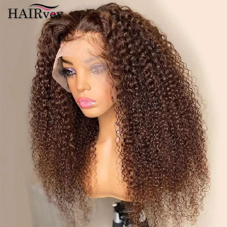 13x4 Chocolate Front Brazilian 13x6 Hd Lace Frontal Wig 100% Glueless Brown Curly Human Hair Wigs For Women Sale