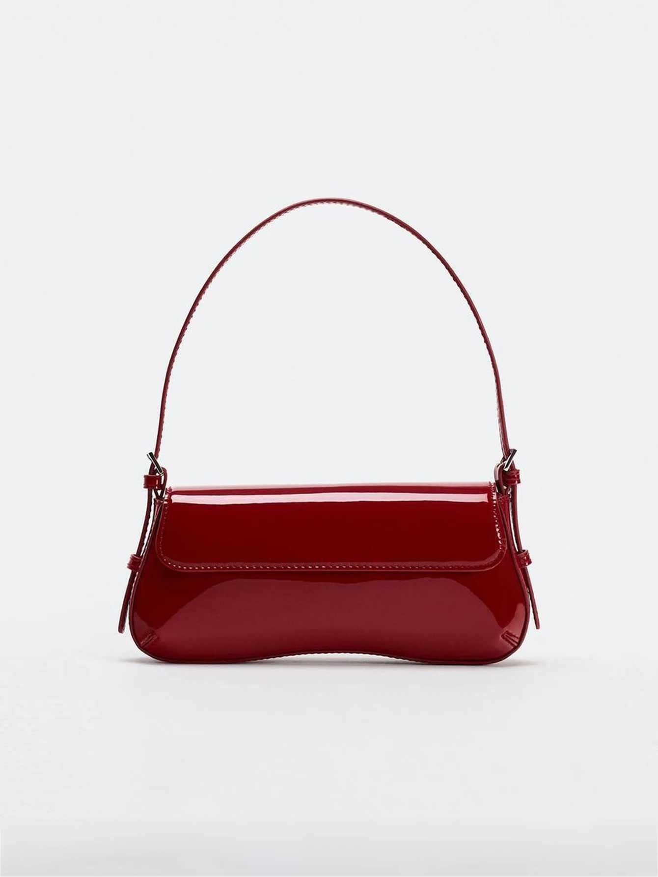Red Baguette Underarm Bag New Fall 2024 Fashion Simple Commuter Clamshell Vintage Shoulder Bag Y250603