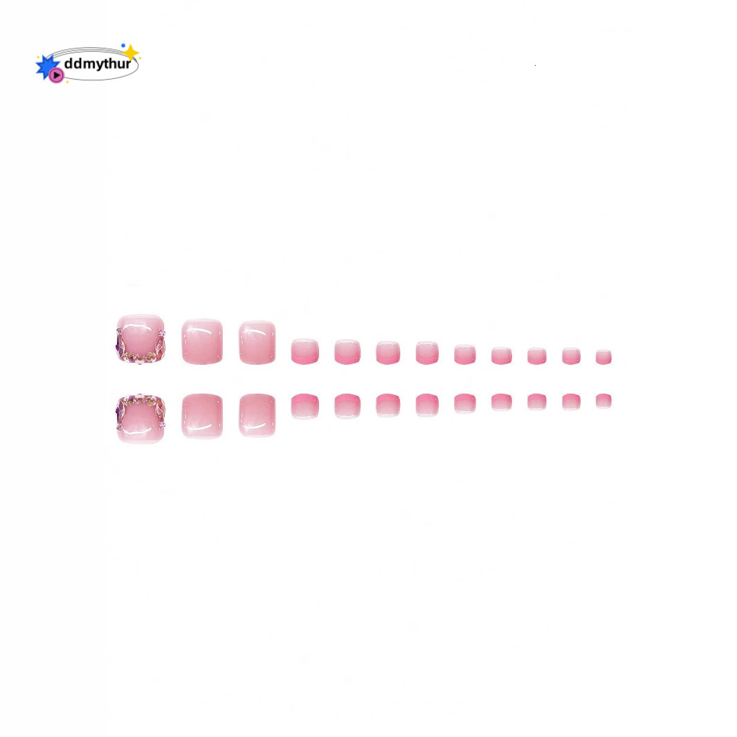 Hot Selling 48-Piece Set Sweet Cool Luxurious Sparkling Rhinestone Square Detachable Wearable Nails Finished Products ddmythur