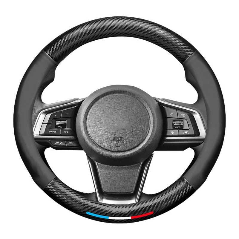 Car Carbon Fiber Leather Steering Wheel Cover For Subaru Outback Legacy Forester Levorg Impreza WRX STI BRZ Interior Accessories R250603