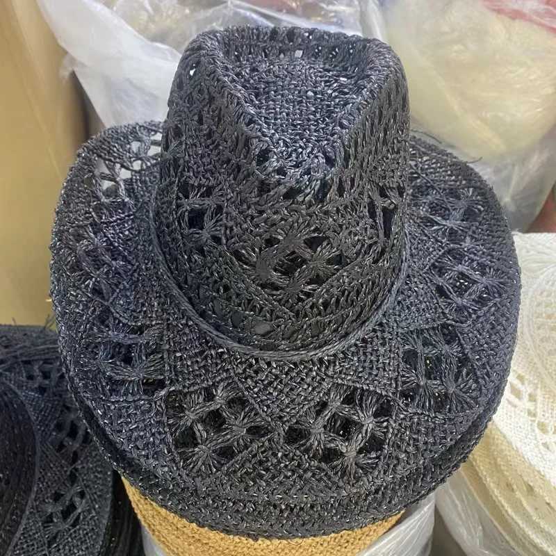 Western Cowboy Straw Hat Women Fashion Large Brim Straw Hat Party Outdoor Summer Cowboy Sunshade Jazz Hat Sombrero Vaquero Hombr W250602