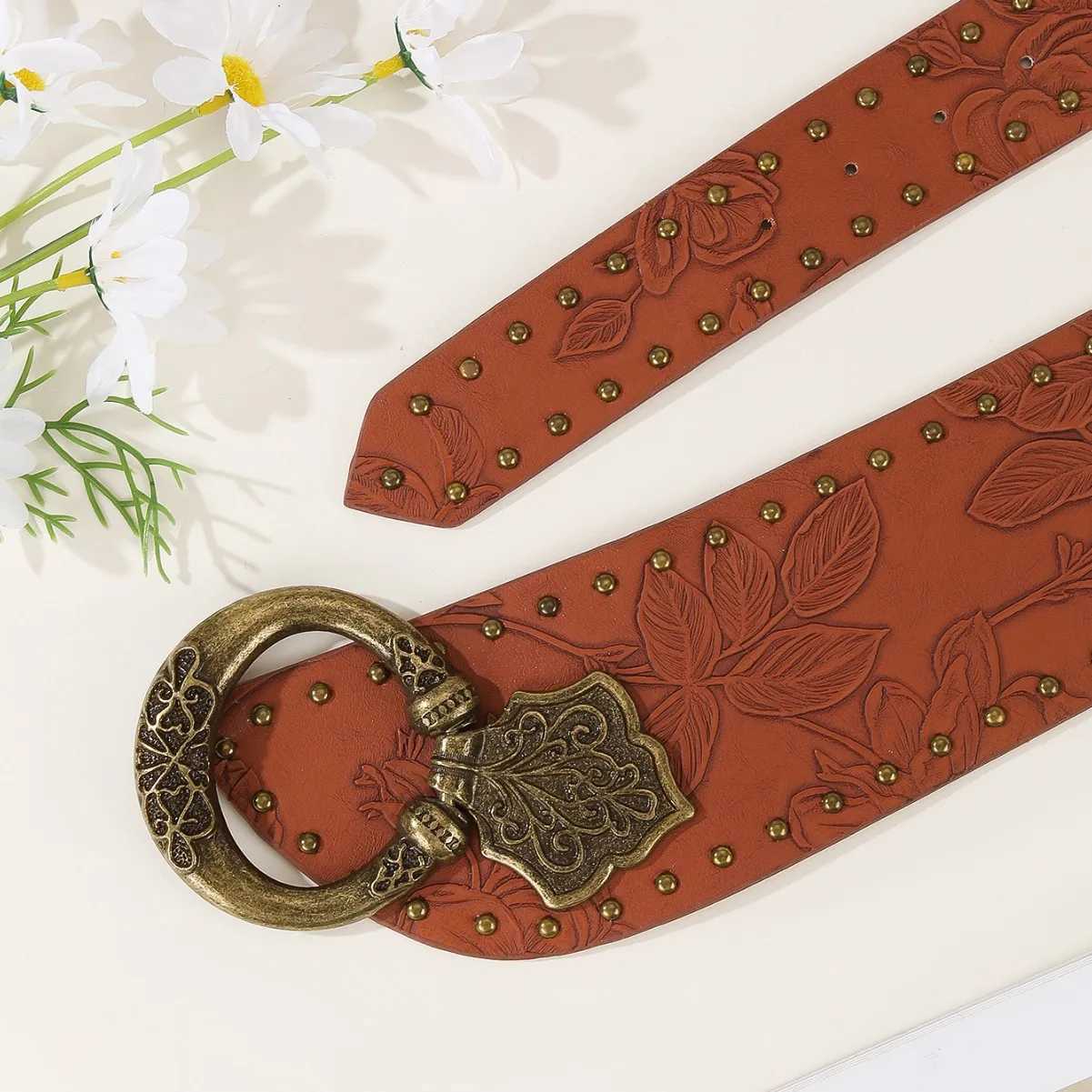 Gothic Punk Leather Y2k Belt For Women Men Metal Buckle Waist Strap Designer Luxury Female Jeans Trouser Decorative Waistband XJ250602