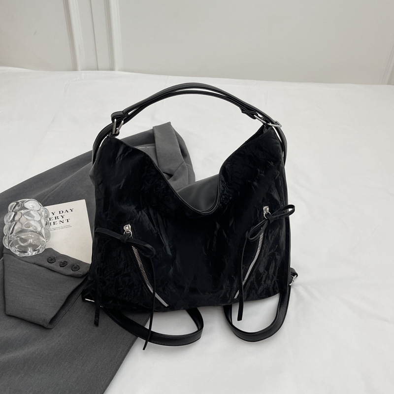 designer Fashion Women's Bag Large Capacity Tote Bag 2024 New Pleated Single Shoulder Dual-use Bag Commuter Crossbody Backpack