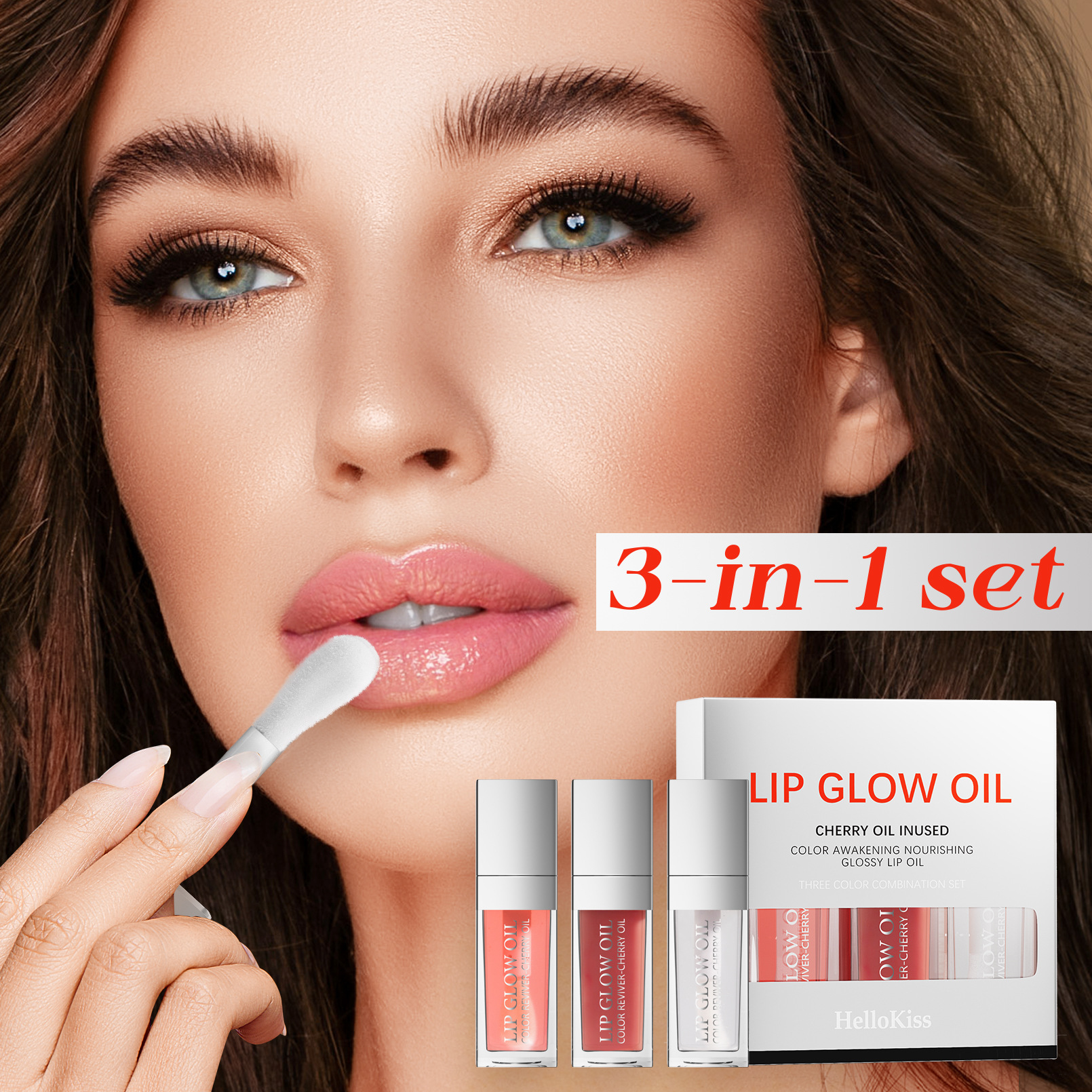 Hellokiss Moisturizing Glossy Lipstick Trio Set Hydrating Moisturizing Mirror Lipstick Lip Balm