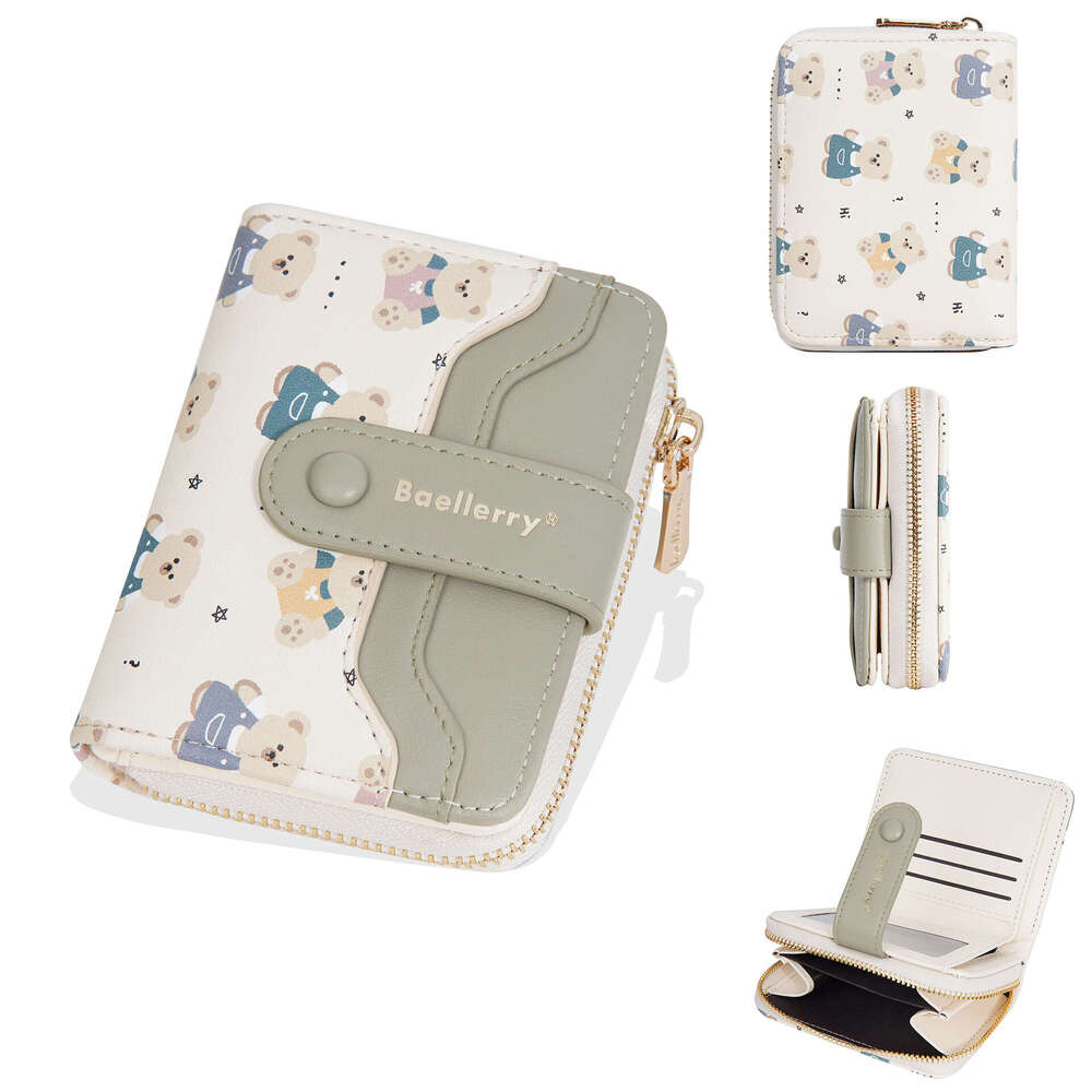 New Bear Cartoon Zipper Coin Purse Card Holder Integrated Student Women's High-end Wallet