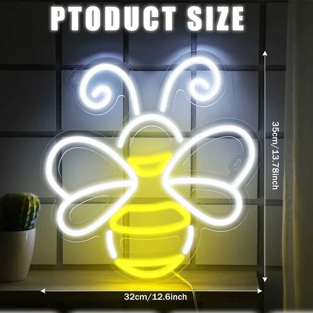 Bee Neon Sign Honey Neon Light Sign LED Animal Neon Lamps for Wall Hanging Bedroom Child Room Playground Shop Decor Gift XJ250602