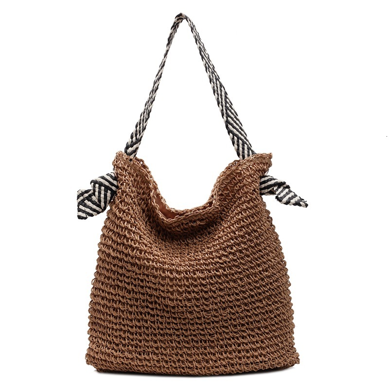 designer Large Capacity Woven Straw Bag for Women 2025 Summer New Vacation Beach Underarm Bag Seaside Tote Underarm Bag