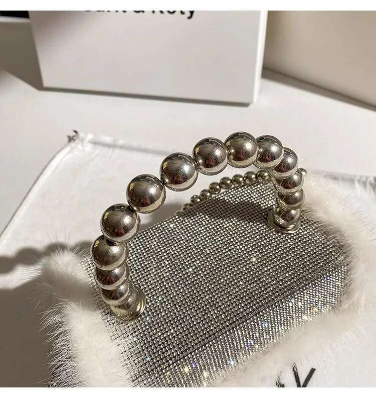 Autumn Mink Hair Square Glitter Shiny Dias Evening Wedding Party Clutch Purse Women's Handbag Shoulder Crossbody Bag