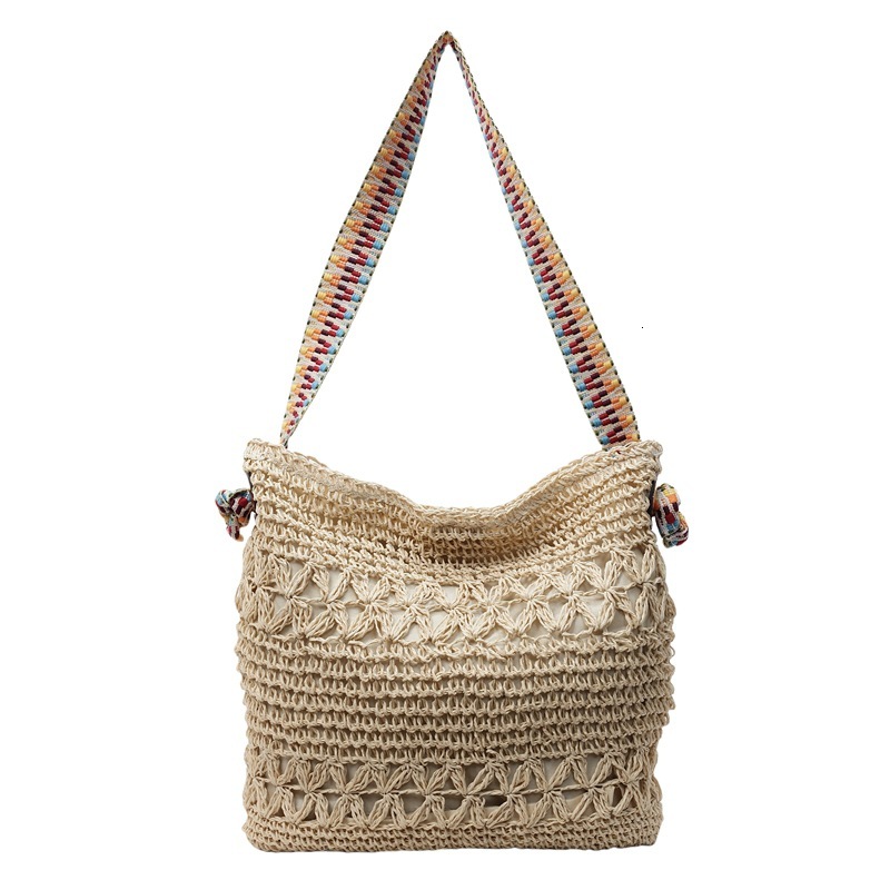 designer Vacation Style Beach Straw Bag for Women 2025 New Lazy Style Woven Bag Large Capacity Fashionable Shoulder Underarm Bag