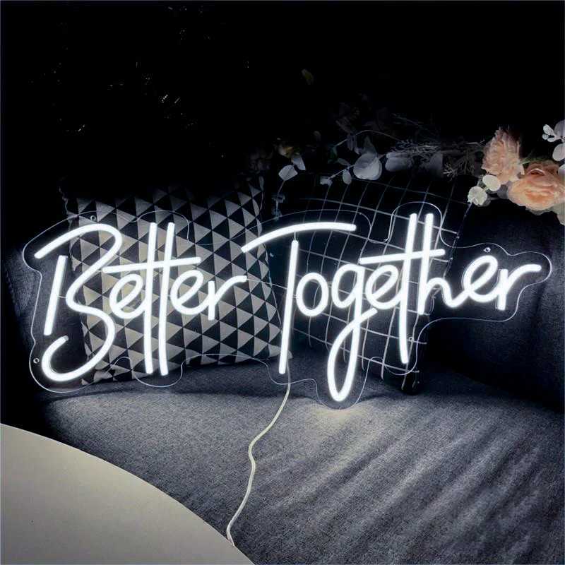 Better Together Neon LED Sign For Wedding Neon Light Sign Party Room Decor Mr And Mrs Neon LED Lights Bedroom Wedding Decoration XJ250602