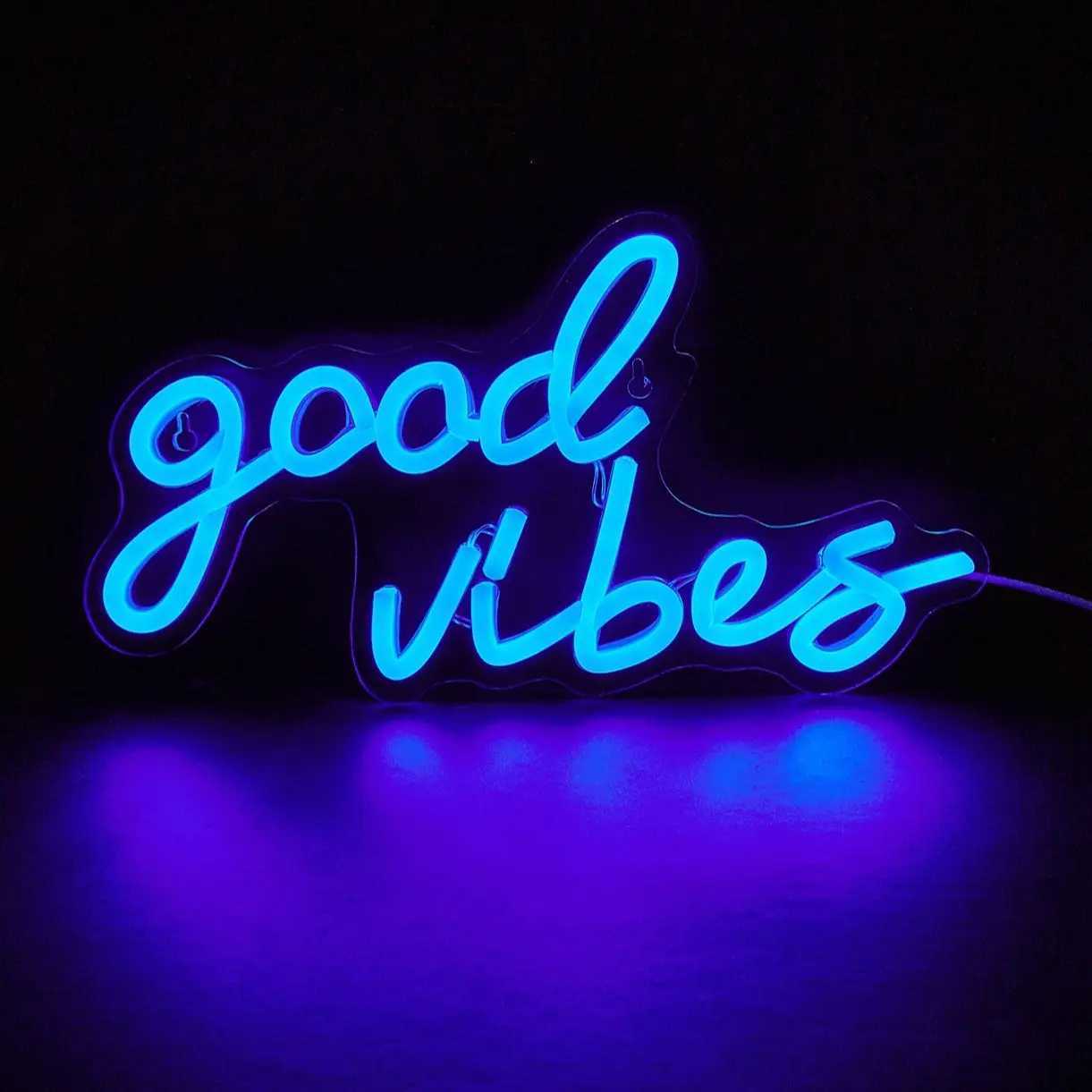 Chi-buy Good Vibes LED Neon Sign USB Powered Neon Signs Night Light 3D Wall Art Game Room Bedroom Living Room Decor Lamp Signs XJ250602