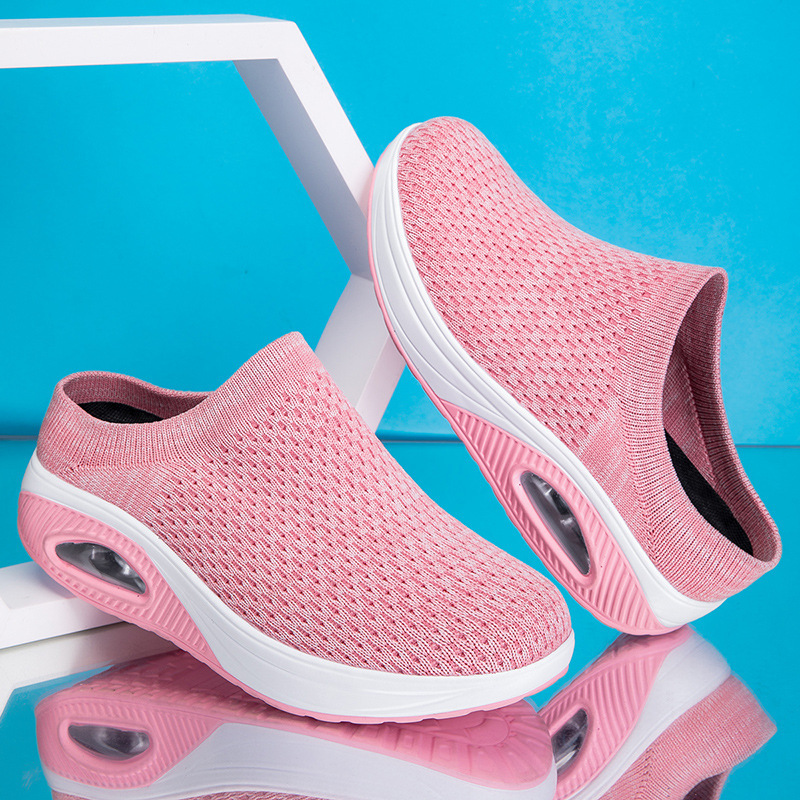 New Plus Size Flyknit Women S Thick Sole Height Increasing Slip On Lazy Breathable Mesh Casual Shoes Casual Sports Shoes For Women Ddmysaturn